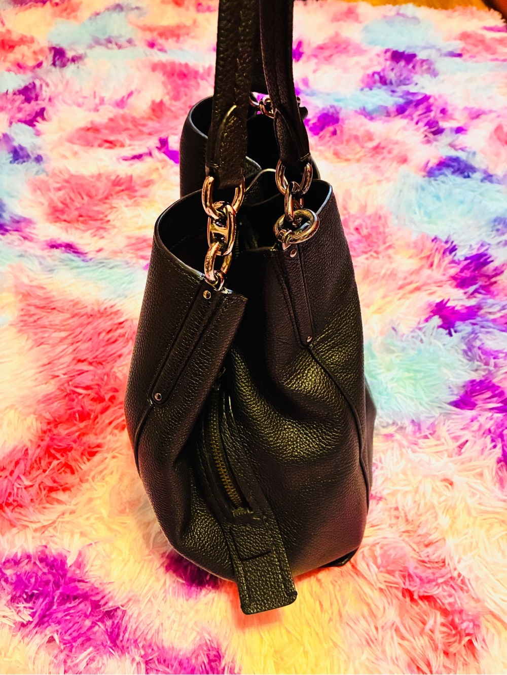 Coach Black Pebbled Leather Shoulder Bag - Picture 8 of 16